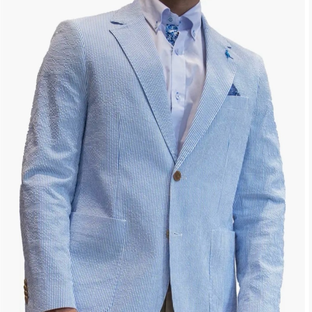 Tailor Byrd Modern Fit Striped Seersucker Sport Coat | Size 40R